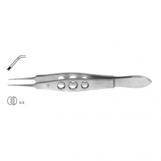 Castroviejo Suture Tying Forceps Angled - 1 x 2 Teeth with Tying Platform Stainless Steel